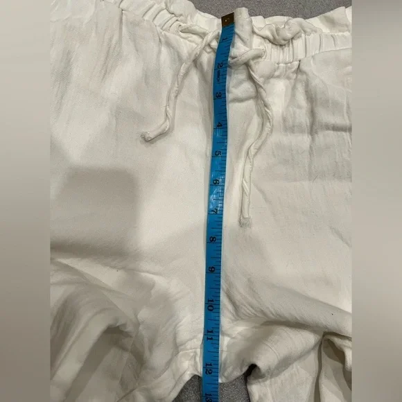 [S]Zara White Linen Blend Drawstring Jogger Pants Slouchy relaxed Gauze - Picture 5 of 8
